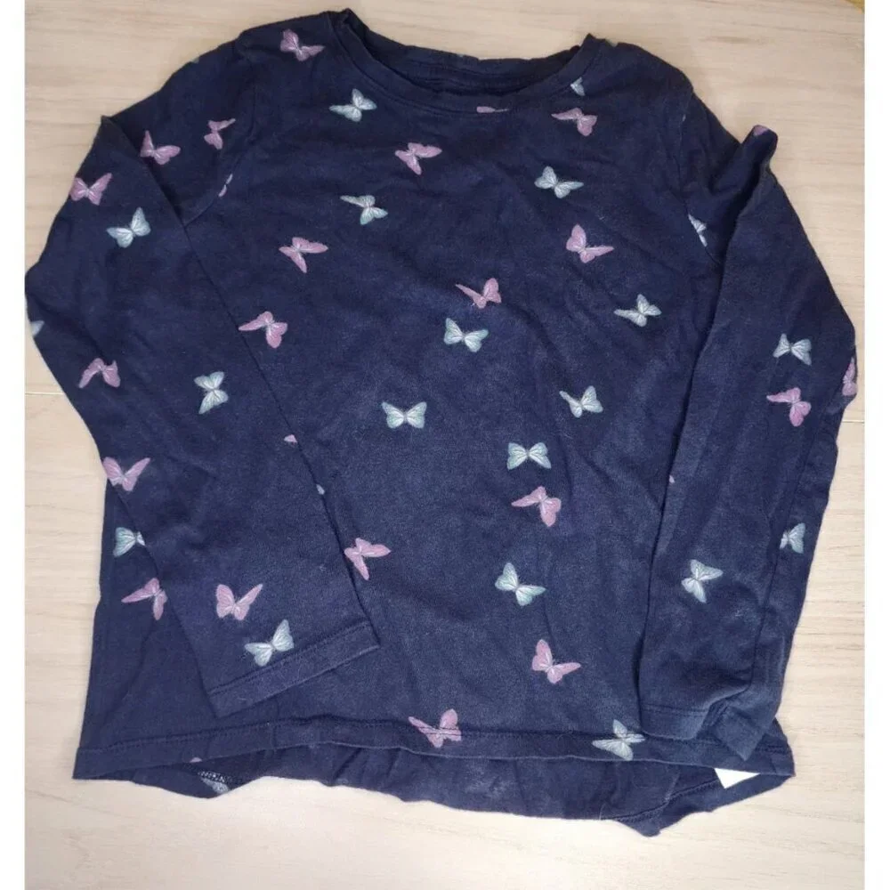 Lot of 2 Girls L 10/12 1 Cat & Jack /1 Old Navy Long Sleeve Butterfly, Glitter
